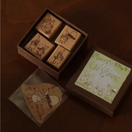 Wooden Rubber Stamp - House Imprint : Christmas Stamp Set Series Christmas / Holiday / Cute Girl