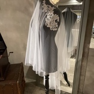 簡約釘珠蕾絲頭紗