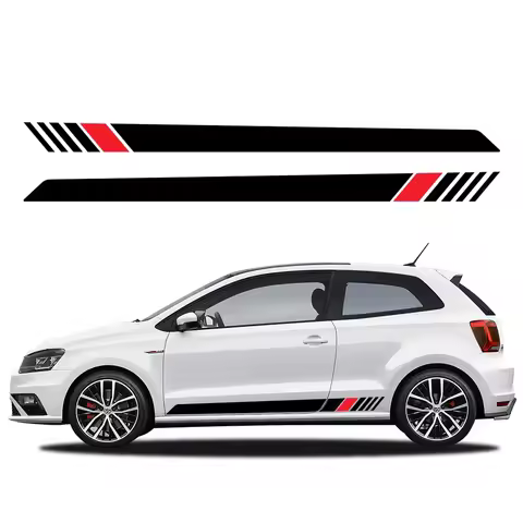 2PCS Racing Style Car Side Stickers Auto Tuning Modification PVC Decals For VW Volkswagen Polo 6R 6C