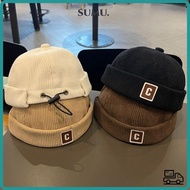 SUMU Brimless Hat, Corduroy Solid Color Kids Docker Cap, Vintage Warm Fabric Adjustable Design C Let