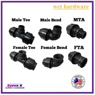 🔥Poly Pipe Fittings [PN16] HDPE SIRIM Tebal 20mm 25mm 32mm 1/2" 3/4" 1" MTA FTA Female Male Bend Elb