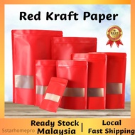 RED Kraft Paper Zip Lock Bag/Kraft Paper Zipper Bag/Goodies Bag Kraft/Kraft Paper zip lock bag windo
