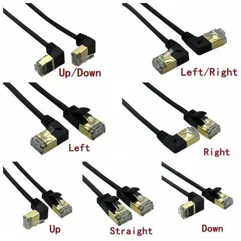 90 Degree Up Down Left Right Angled CAT6 CAT7 UTP Ethernet Network Cable RJ45 Patch LAN Short Cable 