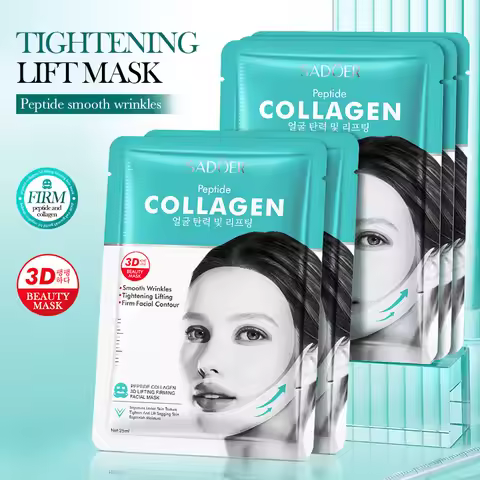 5pcs SADOER Peptide Collagen 3D Lifting Firming Facial Masks Moisturizing Anti-Aging Anti Wrinkles V