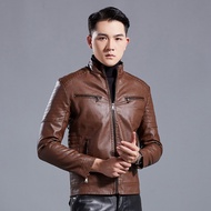 Musim Bunga dan Musim Gugur Jaket Kulit Lelaki Baharu Gaya Korea Jaket Kulit Motosikal Fit Slim Fit 