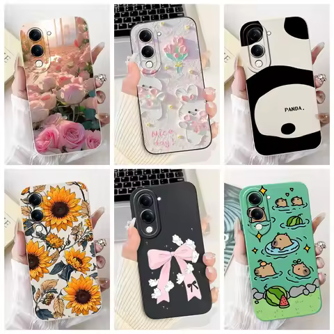 New For Vivo Y04 Y29s 2025 Case Fashion Bowknot Sunflower Soft Silicone Cover Shockproof Fundas For 