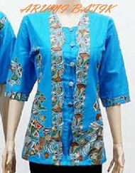 Blouse / Atasan / Baju / Seragam Wanita Batik 1265 Biru Jumbo