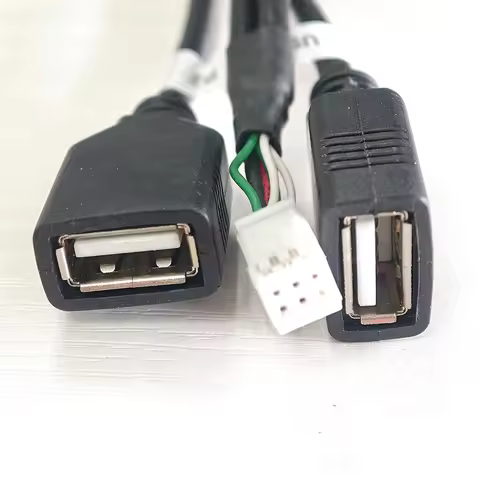 Multimedia Car Player Wire Harness Plug Connector 6 Pin Dual USB Interface Cable Adapter For Android