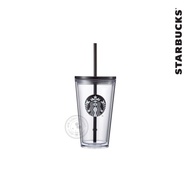 Starbucks Tumbler Black Siren Logo Transparent Cold Cup with Straw 16oz Grande Original Acrylic Plastic Drinking Bottle