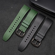 2024 High quality☋ 蔡-电子1 Universal fluororubber watch strap for men's sports substitute Seiko 007 can black and green water ghost quick release bracelet