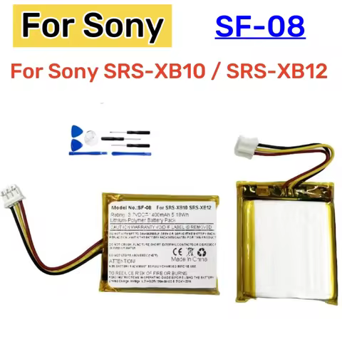SF-08 3.7V 1400mAh Li-Po Replacement Battery For Sony SRS-XB10 SRS-XB12 Bluetooth Speaker 3 Wire Plu