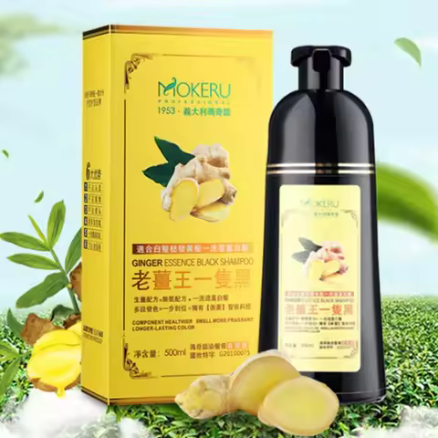 Mokeru Natural Ginger 5 Minutes Fast Hair Dye Shampoo Organic Hair Dye Permanent Black Shampoo For W