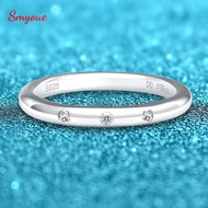 Smyoue แหวนทองคำขาว18K สำหรับผู้หญิง,แหวนเพชรโมอิส0.036ct อิซาไนท์ S925 3ก้อนสายคาดเพชรสีเงินเข้ากันเครื่องประดับหรูหรา