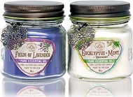 Way Out West Candles Aromatherapy Candle Set | Stress Relief Gifts for Women &amp; Candle Gift Set for Mom | Long Burning, Natural Soy | Eucalyptus &amp; Lavender Essential Oil | Jar 2 Pack Made in USA