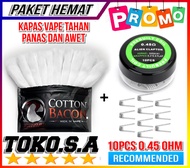 PAKET HEMAT KAWAT VAPEE DAN KAPAS VAPEE / COIL ALIEN (10pcs) + KAPAS COTTON BACON TAHAN PANAS DAN SA