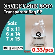 [CETAK PLASTIK LOGO] Transparent PP Saiz 6 x 11, 6 x 14, 7 x 15, Custom Logo, Jenama Sendiri