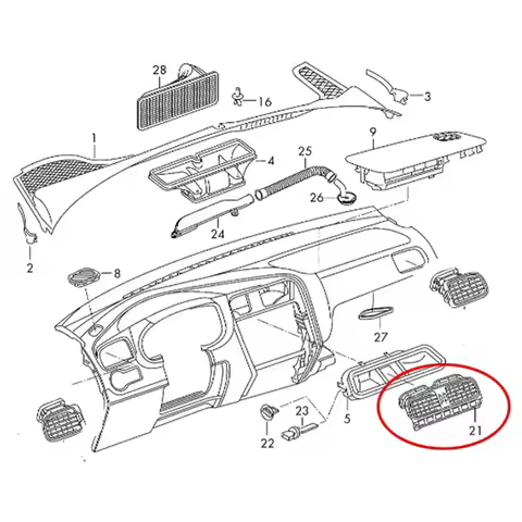 Super Sale 6RD819728 C Dashboard Air Outlet Vent A/C Air Vent Grill Cover for VW Polo 5 6R 2GEN 6C H