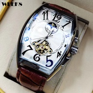 Luxury Automatic Mechanical Watch for Men Wrist Watch Tourbillon Skeleton Case Wrist Clock Male Luminous Tonneau Man Wristwatch
