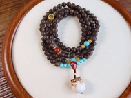 8mm 文萊軟絲沈香沉香 鹿角雕小飛虎設計多圈手鍊項鍊