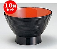 Set of 10 Echizen Lacquerware (A) 3.6 inch Hosho Soup Bowl Black Uchi Vermilion [11R x 7 cm] Japanes