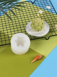 1入組蓮花蠟燭矽膠模具，DIY手工肥皂模具芳香療法石膏模具，環氧樹脂裝飾性矽膠模具