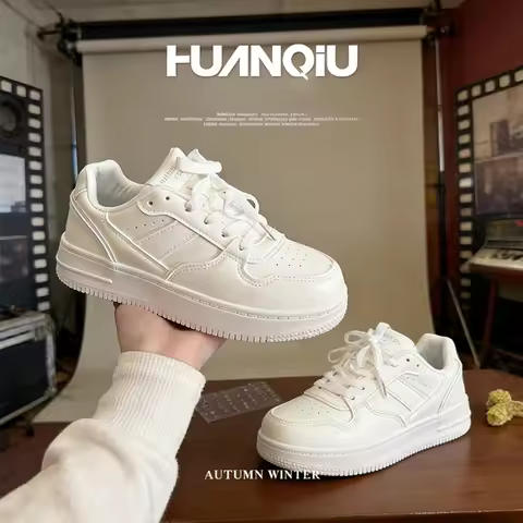 HUANQIU Women Sneakers White Platform Casual Sneakers Comfortable Non Slip Walking Shoes Breathable 