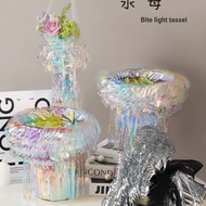Qixi Jellyfish Flowing Rain Silk Curtain Laser Magic Color Creative Bouquet Packaging Decoration Col