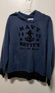 betty's藍撞黑色連帽厚磅長袖棉T-3.1