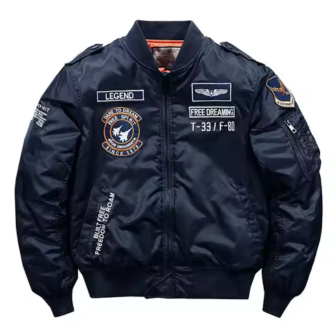 Winter Hip Hop Thick Warm Jacket Men High Quality Military Motorcycle Ma-1 Aviator Pilot Coats Male 