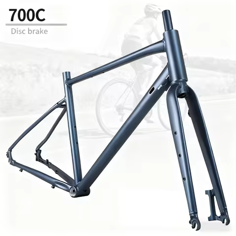 Bicycle Frame 700C Aluminum Alloy Disc Brake Off-road Bikes Gravel Frame with MTB Fork 700x23/25/28 