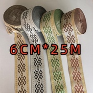 25M/Roll GARLAND LEI Geometry Embroidered Jacquard Ribbon Ethnic Headwear Lace 5cm/6cm/6.6cm Width E