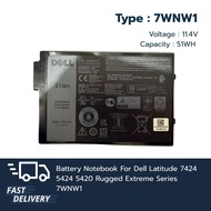 (ส่งฟรี ประกัน 1 ปี ) แบตเตอรี่ โน๊ตบุ๊ค Battery Notebook 7WNW1 11.4V 51Wh for Dell Latitude 7424 54