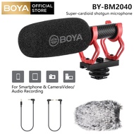 BOYA BY-BM2040 Professional Super Cardioid Video Microphone with Shock Mount Camera Microphone Kit for Smartphone/DSLR Camera/Camcorder Perfect for Interview/Video Recording