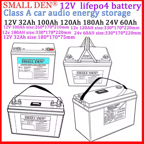 Grade A12.8V 32Ah 120Ah 180Ah 100Ah 24V 60Ah Lifepo4 Battery Outdoor/Boat Multifunctional USB Type-C