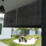 Wooden Blind 9' (W) X 6' (L) - 12' (L) Steel Wire Kayu Meranti Bidai Premium Curtain Outdoor Indoor 