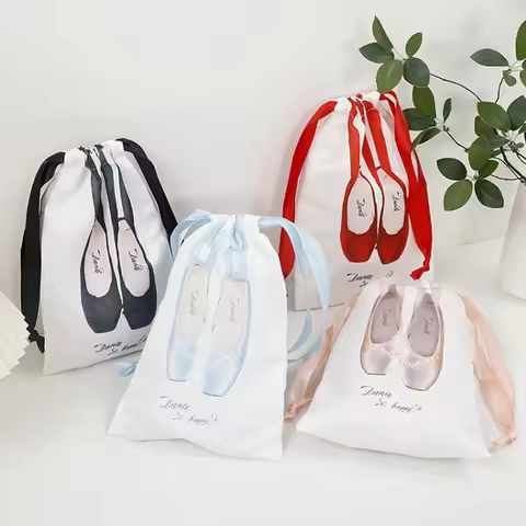 1Pc 18x28cm 4color Dance Shoe Storage Bag Satin Drawstring Pouch Ballet Pointe Shoe Dustproof Pouch