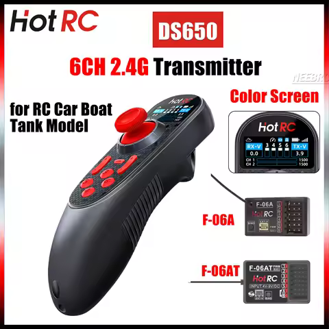 HOTRC 6CH 2.4G DS650 Color Screen Transmitter Remote Controller Radio System with F-06A/F-06AT Gyro 