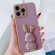 Cute Cartoon Folding Rabbit Ear Shock-Absorbing TPU Foldable Stand Phone Case Compatible With IPhone