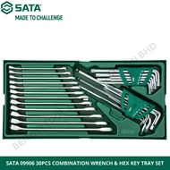 SATA 09906 30PCS COMBINATION WRENCH & HEX KEY TRAY SET / ALLEN KEY SET / SPANNER SET / TORX STAR KEY