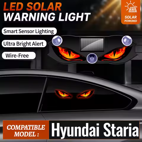Fits For Hyundai Staria Solar Powered Devil Eye Blinking Car Light Vibration Sensor Car Ambient Ligh