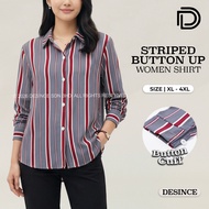 DESINCE Women Striped Button Up Women Shirt Women's Formal Shirt Baju Kemeja Wanita Perempuan WT 037