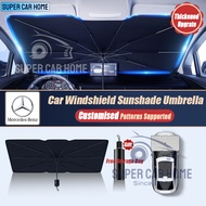 Customized Foldable Car Sunshade Umbrella Anti-Uv Auto Parasol Heat Insulation Car Accessories For Mercedes Benz W202 GLC W204 GLB GLE W207 CLS W124 W203 W212 AMG W124 W202