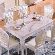 European Style Dining Tables and Chairs Set French Style Dining Tables and Chairs Solid Wood Marble Dining Table Small Apartment Rectangular Dining Table Home