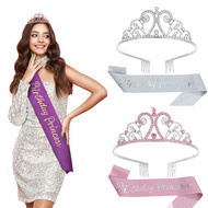 Crown Princess Shoulder Strap Bronzing Hair Purple Crystal Etiquette Birthday Set Crown Belt Belt 2Z