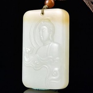 秒殺價 天然新疆和田玉花開見佛大日如來吊墜