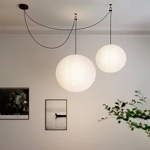Japanese Noguchi Chandelier Rice Paper Paper Art Lantern Pendant Light for Bedroom Living room study