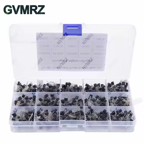 600PCS 15Value x 40Pcs Transistor TO-92 Assortment Box Kit Transistors 2N2222 2N3904 2N3906 C945 S80
