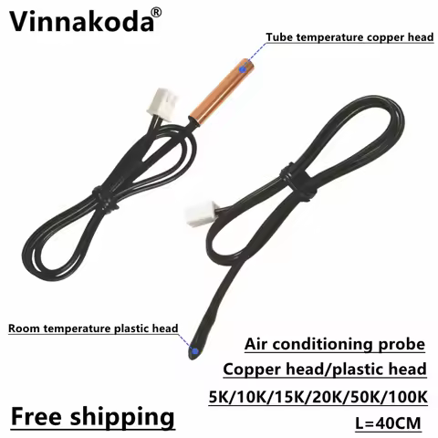 2PCS Air Conditioning Temperature Sensor Air Conditioning Probe Copper/Plastic Head 5K 10K 15K 20K 5
