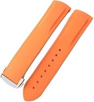 TTUCFA 18mm 19mm 20mm 21mm 22mm Rubber Silicone Watch Bands For Omega 300 speedmaster Strap Brand Watchband blue black orange (Color : Orange Orange Line, Size : 21mm)