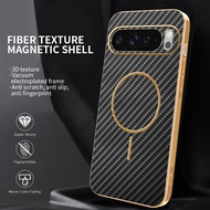 Electroplated business carbon fiber magnetic phone case For Google Pixel 6A 7A 8A 9a 6 7 8 9 10 Pro 